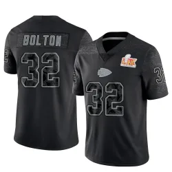 Men's Nick Bolton Kansas City Chiefs No.32 Limited Reflective Super Bowl LIX Jersey - Black