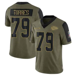 Men's Nick Torres Kansas City Chiefs No.79 Limited 2021 Salute To Service Jersey - Olive