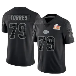 Men's Nick Torres Kansas City Chiefs No.79 Limited Reflective Super Bowl LIX Jersey - Black