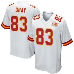 Men's Noah Gray Kansas City Chiefs No.83 Game Super Bowl LIX Jersey - White
