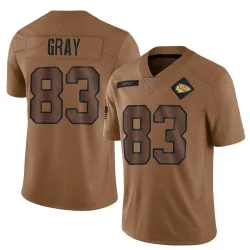 Men's Noah Gray Kansas City Chiefs No.83 Limited 2023 Salute To Service Jersey - Brown