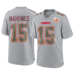 Men's Patrick Mahomes Kansas City Chiefs No.15 Game Atmosphere Fashion Super Bowl LIX Jersey - Gray