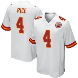 Men's Rashee Rice Kansas City Chiefs No.4 Game Jersey - White