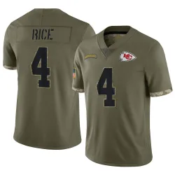 Men's Rashee Rice Kansas City Chiefs No.4 Limited 2022 Salute To Service Jersey - Olive