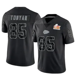 Men's Robert Tonyan Kansas City Chiefs No.85 Limited Reflective Super Bowl LIX Jersey - Black