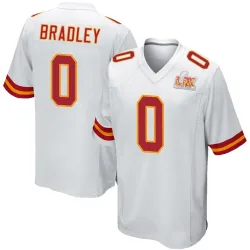 Men's Shaun Bradley Kansas City Chiefs No.0 Game Super Bowl LIX Jersey - White