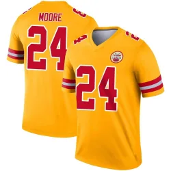 Men's Skyy Moore Kansas City Chiefs No.24 Legend Inverted Jersey - Gold