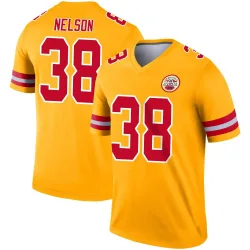 Men's Steven Nelson Kansas City Chiefs No.38 Legend Inverted Jersey - Gold