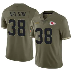 Men's Steven Nelson Kansas City Chiefs No.38 Limited 2022 Salute To Service Jersey - Olive