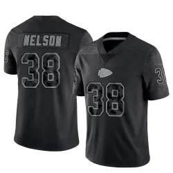 Men's Steven Nelson Kansas City Chiefs No.38 Limited Reflective Jersey - Black
