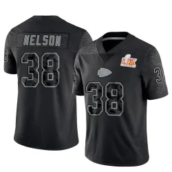 Men's Steven Nelson Kansas City Chiefs No.38 Limited Reflective Super Bowl LIX Jersey - Black