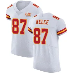Men's Travis Kelce Kansas City Chiefs No.87 Elite Vapor Untouchable Super Bowl LIX Jersey - White