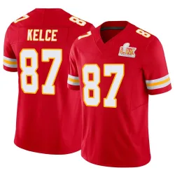 Men's Travis Kelce Kansas City Chiefs No.87 Limited Vapor F.U.S.E. Super Bowl LIX Jersey - Red