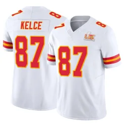 Men's Travis Kelce Kansas City Chiefs No.87 Limited Vapor F.U.S.E. Super Bowl LIX Jersey - White