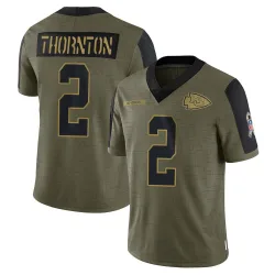 Men's Tyquan Thornton Kansas City Chiefs No.2 Limited 2021 Salute To Service Jersey - Olive