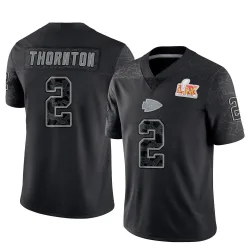 Men's Tyquan Thornton Kansas City Chiefs No.2 Limited Reflective Super Bowl LIX Jersey - Black