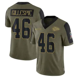 Men's Tyree Gillespie Kansas City Chiefs No.46 Limited 2021 Salute To Service Jersey - Olive