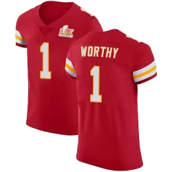 Men's Xavier Worthy Kansas City Chiefs No.1 Elite Team Color Vapor Untouchable Super Bowl LIX Jersey - Red