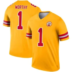 Men's Xavier Worthy Kansas City Chiefs No.1 Legend Inverted Jersey - Gold