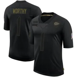Men's Xavier Worthy Kansas City Chiefs No.1 Limited 2020 Salute To Service Jersey - Black