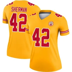 Women's Anthony Sherman Kansas City Chiefs No.42 Legend Inverted Jersey - Gold