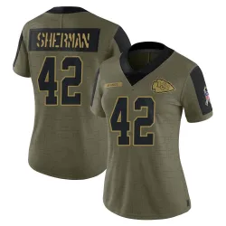 Women's Anthony Sherman Kansas City Chiefs No.42 Limited 2021 Salute To Service Jersey - Olive