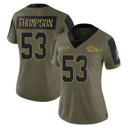 Women's BJ Thompson Kansas City Chiefs No.53 Limited 2021 Salute To Service Jersey - Olive