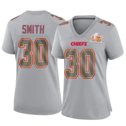Women's Brashard Smith Kansas City Chiefs No.30 Game Atmosphere Fashion Super Bowl LIX Jersey - Gray