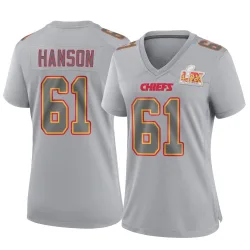 Women's C.J. Hanson Kansas City Chiefs No.61 Game Atmosphere Fashion Super Bowl LIX Jersey - Gray
