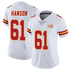 Women's C.J. Hanson Kansas City Chiefs No.61 Limited Vapor Untouchable Super Bowl LIX Jersey - White