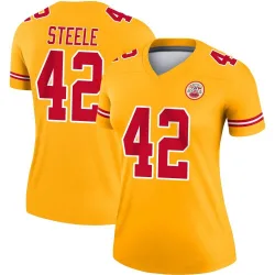 Women's Carson Steele Kansas City Chiefs No.42 Legend Inverted Jersey - Gold