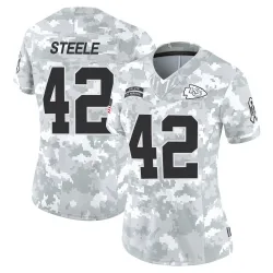 Women's Carson Steele Kansas City Chiefs No.42 Limited 2024 Salute to Service Jersey - Arctic Camo