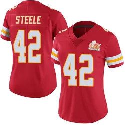 Women's Carson Steele Kansas City Chiefs No.42 Limited Team Color Vapor Untouchable Super Bowl LIX Jersey - Red
