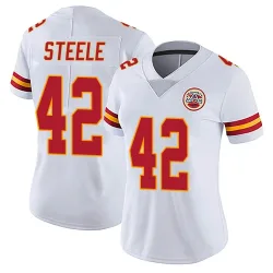 Women's Carson Steele Kansas City Chiefs No.42 Limited Vapor Untouchable Jersey - White