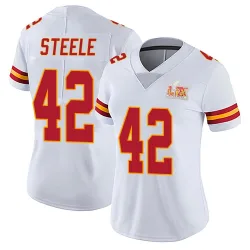Women's Carson Steele Kansas City Chiefs No.42 Limited Vapor Untouchable Super Bowl LIX Jersey - White