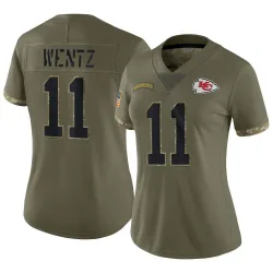 Women's Carson Wentz Kansas City Chiefs No.11 Limited 2022 Salute To Service Jersey - Olive
