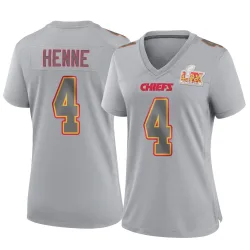 Women's Chad Henne Kansas City Chiefs No.4 Game Atmosphere Fashion Super Bowl LIX Jersey - Gray