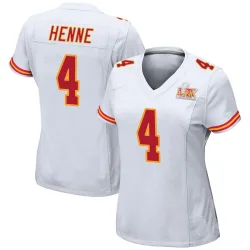 Women's Chad Henne Kansas City Chiefs No.4 Game Super Bowl LIX Jersey - White
