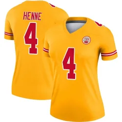 Women's Chad Henne Kansas City Chiefs No.4 Legend Inverted Jersey - Gold