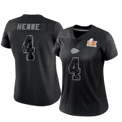 Women's Chad Henne Kansas City Chiefs No.4 Limited Reflective Super Bowl LIX Jersey - Black