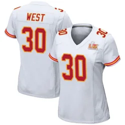 Women's Charcandrick West Kansas City Chiefs No.30 Game Super Bowl LIX Jersey - White