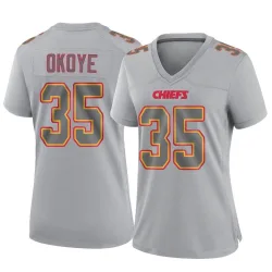 Women's Christian Okoye Kansas City Chiefs No.35 Game Atmosphere Fashion Jersey - Gray
