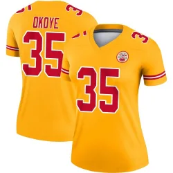 Women's Christian Okoye Kansas City Chiefs No.35 Legend Inverted Jersey - Gold