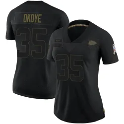 Women's Christian Okoye Kansas City Chiefs No.35 Limited 2020 Salute To Service Jersey - Black