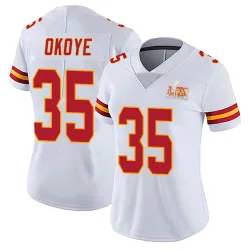 Women's Christian Okoye Kansas City Chiefs No.35 Limited Vapor Untouchable Super Bowl LIX Jersey - White