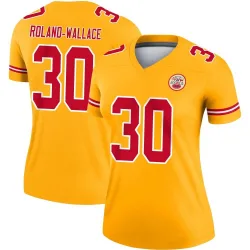 Women's Christian Roland-Wallace Kansas City Chiefs No.30 Legend Inverted Jersey - Gold