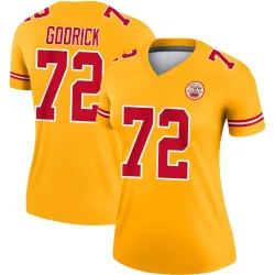 Women's Chukwuebuka Godrick Kansas City Chiefs No.72 Legend Inverted Jersey - Gold