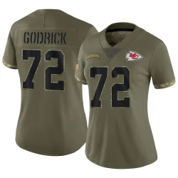 Women's Chukwuebuka Godrick Kansas City Chiefs No.72 Limited 2022 Salute To Service Jersey - Olive