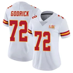 Women's Chukwuebuka Godrick Kansas City Chiefs No.72 Limited Vapor Untouchable Super Bowl LIX Jersey - White
