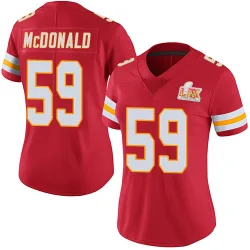 Women's Cooper McDonald Kansas City Chiefs No.59 Limited Team Color Vapor Untouchable Super Bowl LIX Jersey - Red